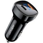 Автозарядка 2xUSB 66W (USB-C + USB-A) B4 with digital display Acefast (6974316280392)