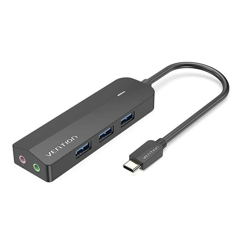Док-станція USB3.1 Type-C --> USB-Ax3, 3.0/3.5mm Sound Adapter/MicroUSB 10W чорний Vention (TGQBB)