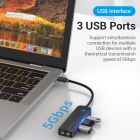 Док-станція USB3.1 Type-C --> USB-Ax3, 3.0/3.5mm Sound Adapter/MicroUSB 10W чорний Vention (TGQBB)