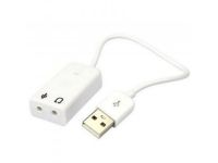 Звукова карта USB AUX jack, 2*TRS (Mic + Ear), Virtual 7.1 Channel, C-Media, кабель 20 см, біла (B00812)