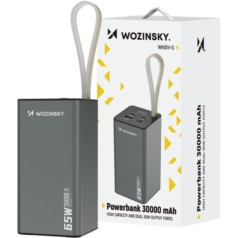 УМБ Wozinsky 30000mAh K65+ 65W PD,QC USB-A,2xUSB-C Gray (5907769364457)