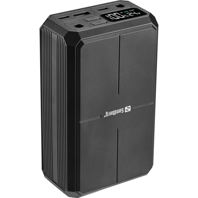 УМБ Sandberg 27000mAh Laptop DC12–24v 84W,100W PD, QC3.0, USB-A, 2xDC, 2xUSB-C, QI-10W, PowerThru (421-13)