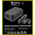 УМБ Sandberg 27000mAh Laptop DC12–24v 84W,100W PD, QC3.0, USB-A, 2xDC, 2xUSB-C, QI-10W, PowerThru (421-13)
