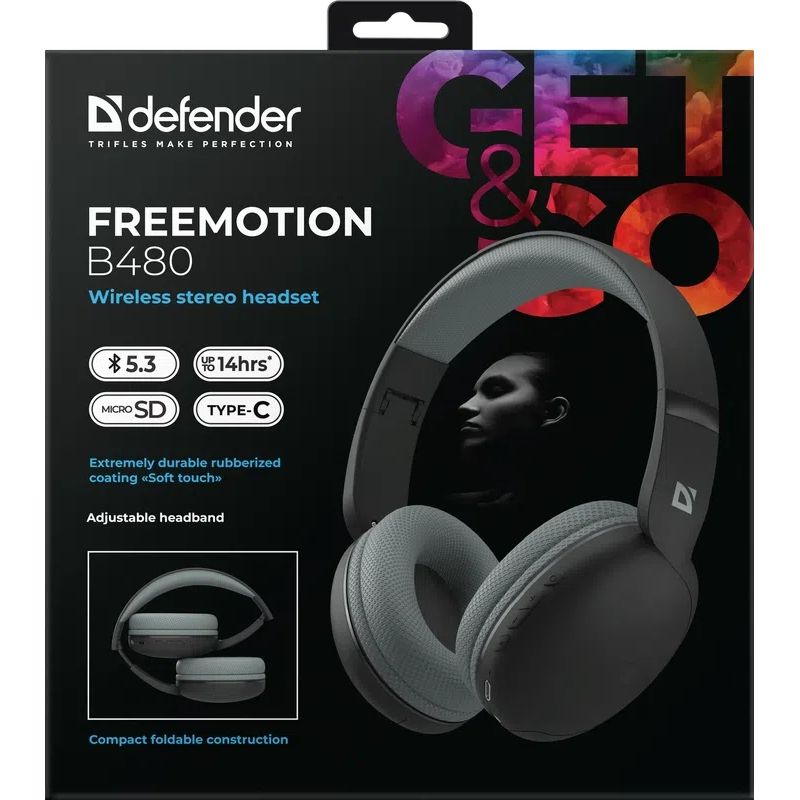 Гарнітура Defender FreeMotion B480 Bluetooth, чорна (63480)