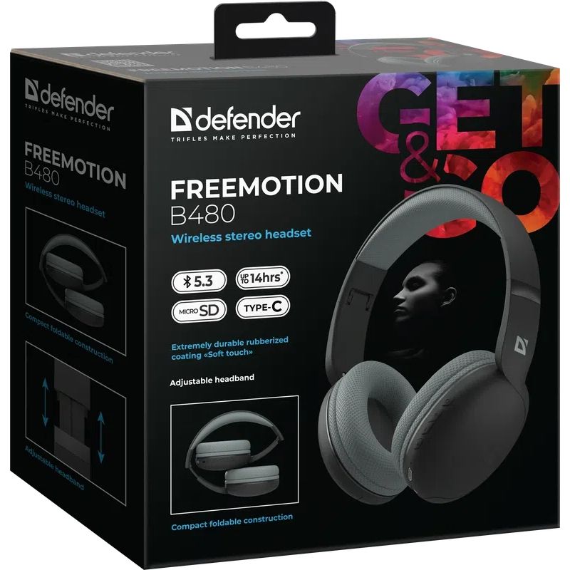 Гарнітура Defender FreeMotion B480 Bluetooth, чорна (63480)