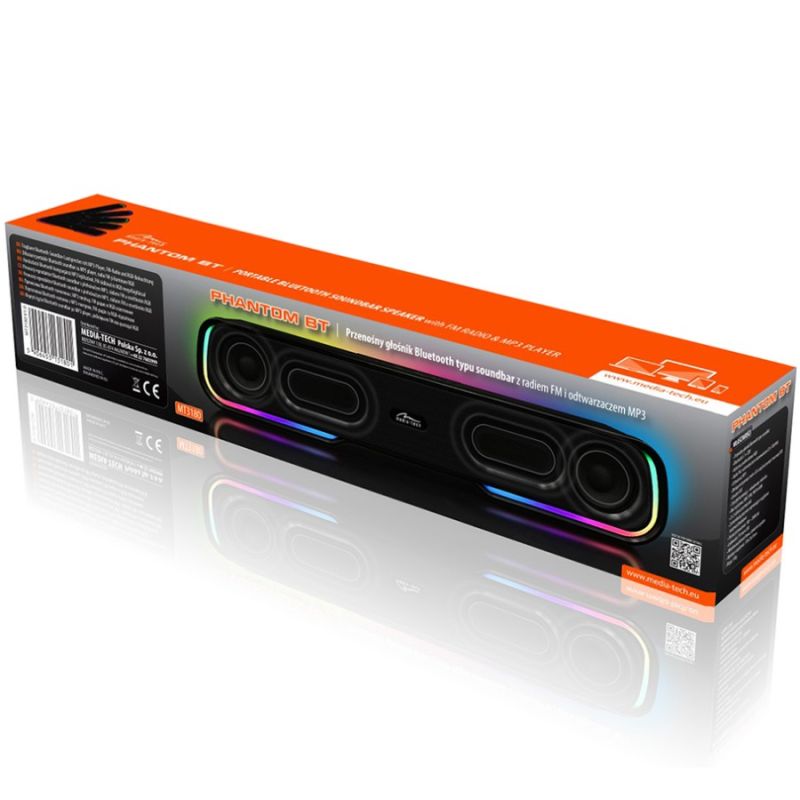 Акустична система 2.0 Media-Tech 10W, Bluetooth Soundbar PHANTOM BT 10Вт., LED Light (MT3180)