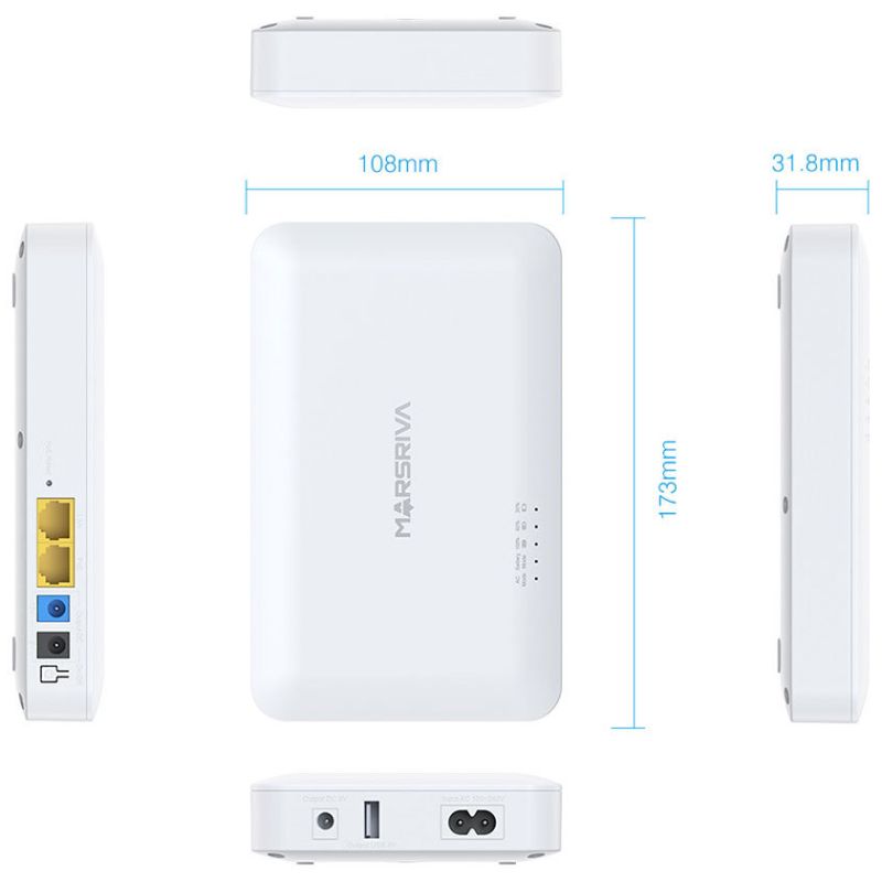 ДБЖ Marsriva DC Router UPS KP6 Max 240VAC 3xDC+PoE24V1A+USB OUT, 2x5V/9V/12V2.5A 18W 20000mAh (KP6 Max_MARSRIVA)