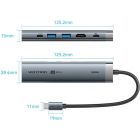 Док-станція USB3.2 Type-C --> HDMI 4K60Hz/USB 3.0x2/RJ45/PD 100W Hub 6-in-1 Vention (TGNHB)