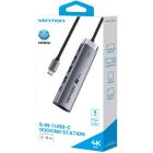 Док-станція USB3.2 Type-C --> HDMI 4K60Hz/USB 3.0x2/RJ45/PD 100W Hub 6-in-1 Vention (TGNHB)