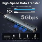 Док-станція USB3.2 Type-C --> HDMI 4K60Hz/USB 3.0x2/RJ45/PD 100W Hub 6-in-1 Vention (TGNHB)
