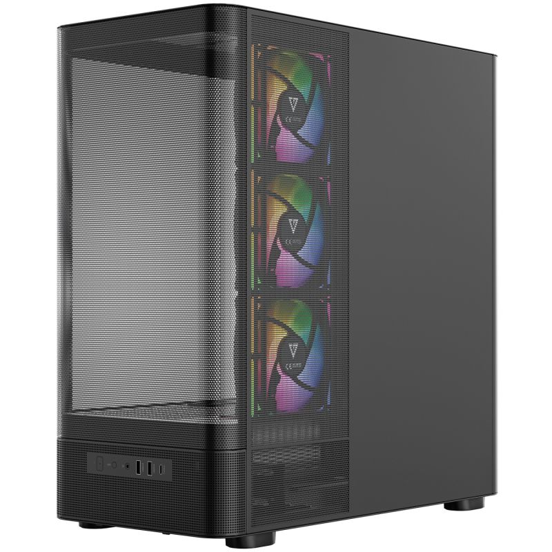 Корпус Modecom VOLCANO AQ400 ARGB MIDI SIDE LCD 6,2”, 4x120mm fans BLACK без БЖ ATX (MC-A-AQ400-4FA-B)
