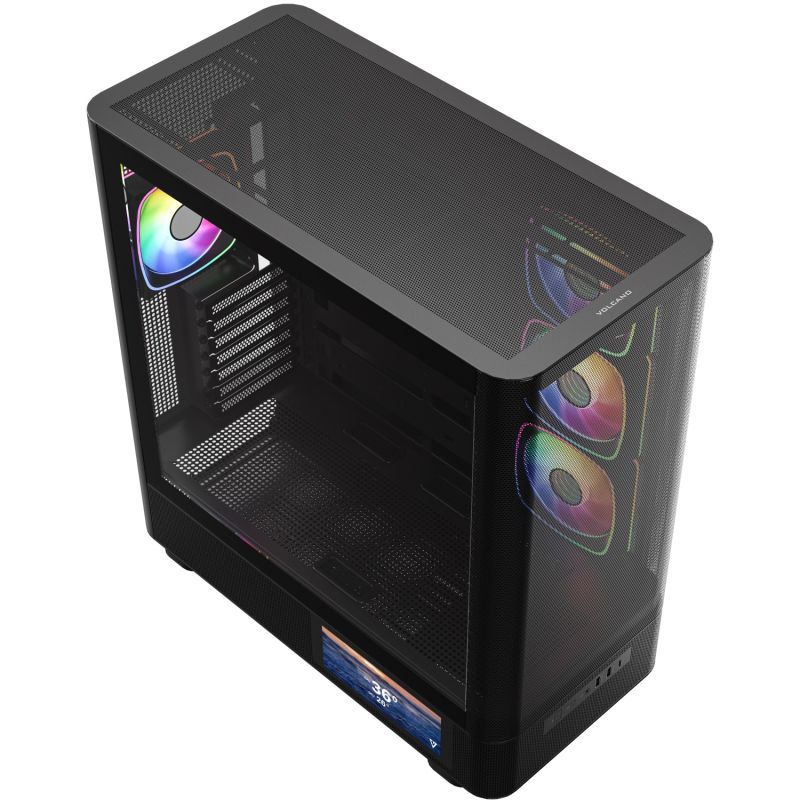 Корпус Modecom VOLCANO AQ400 ARGB MIDI SIDE LCD 6,2”, 4x120mm fans BLACK без БЖ ATX (MC-A-AQ400-4FA-B)