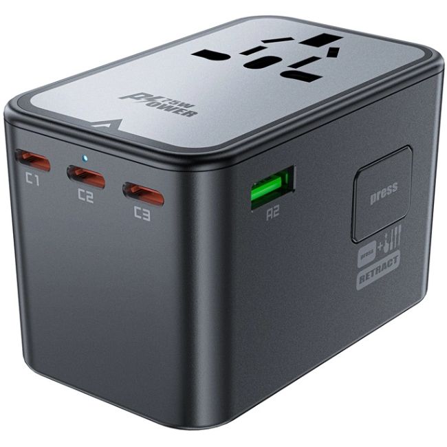 Зарядний пристрій 5xUSB 75W (3xUSB-C+2xUSB-A) Gan Z1 Travel Fast Charger Acefast (6974316282495)