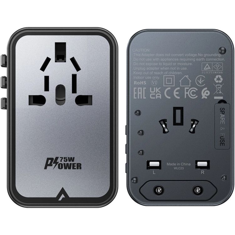 Зарядний пристрій 5xUSB 75W (3xUSB-C+2xUSB-A) Gan Z1 Travel Fast Charger Acefast (6974316282495)