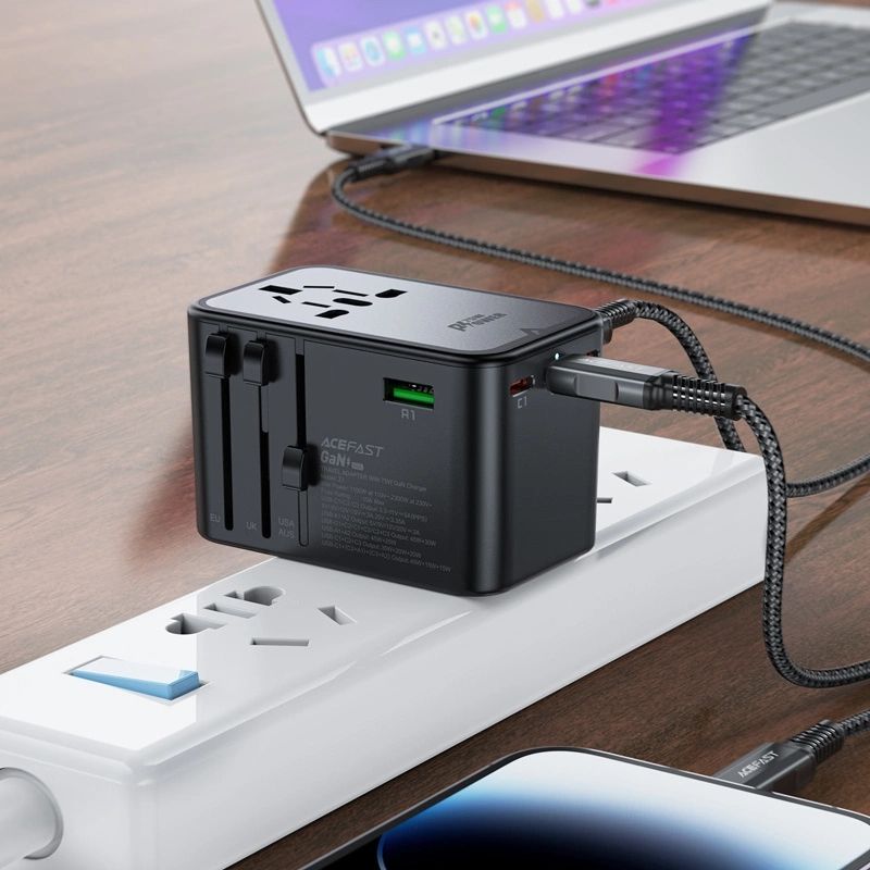 Зарядний пристрій 5xUSB 75W (3xUSB-C+2xUSB-A) Gan Z1 Travel Fast Charger Acefast (6974316282495)
