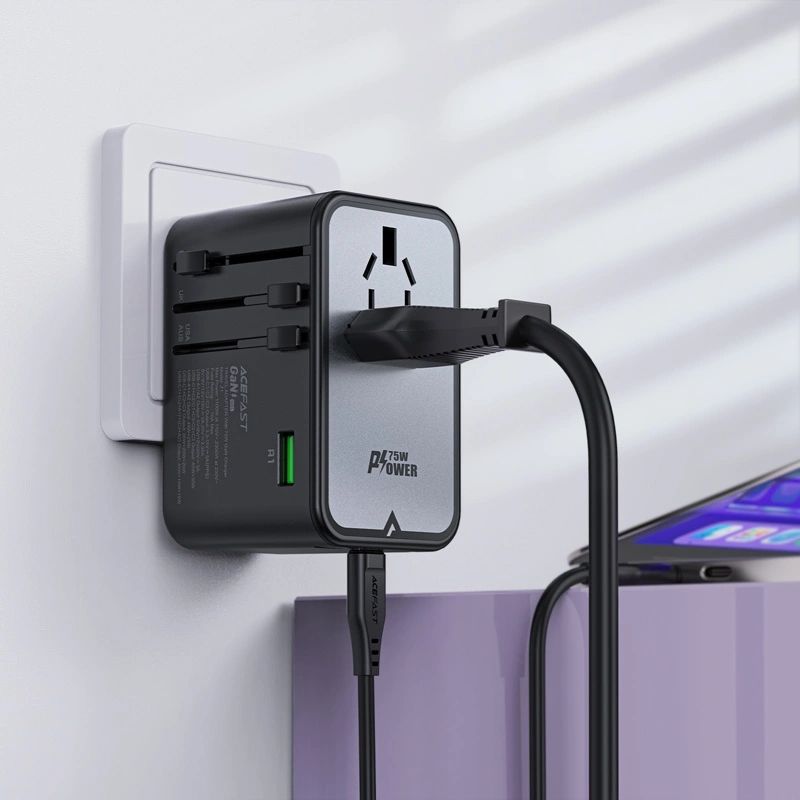 Зарядний пристрій 5xUSB 75W (3xUSB-C+2xUSB-A) Gan Z1 Travel Fast Charger Acefast (6974316282495)