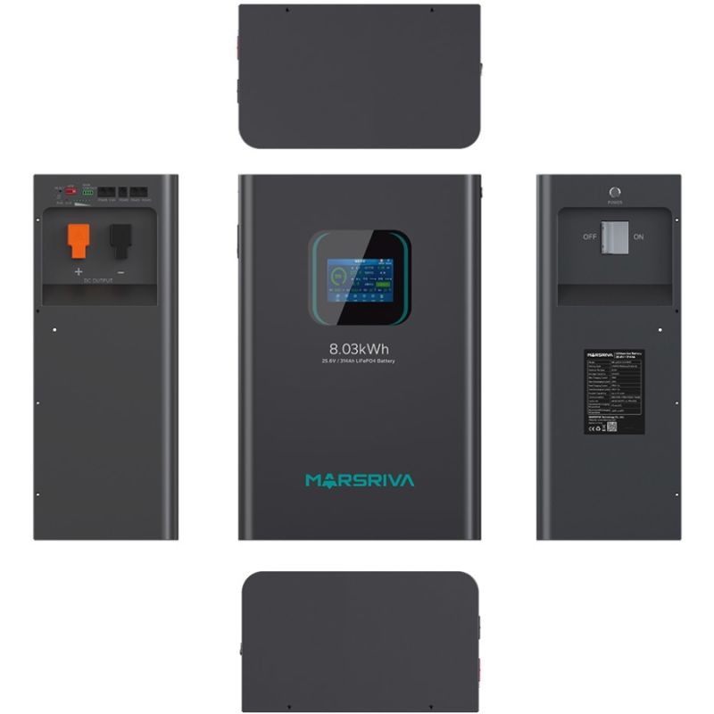 Акумуляторна батарея Marsriva LiFePO4, 25.6V/314Ah, 8.03kWh, Підлогове або настінне (MR-LBP24-314-WMT)