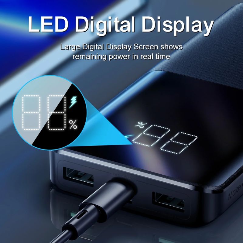 УМБ Joyroom 10000mAh 22,5W PD,QC3.0, 2xUSB-A, USB-C In/Out, Micro USB in,  Black (JR-QP191)