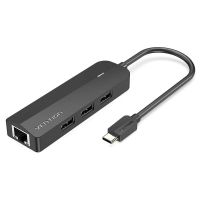 Хаб USB 3.1 Type-C -> 3xUSB 2.0/MicroUSB/RJ45 100Mb Ethernet Black Vention (TGOBB)