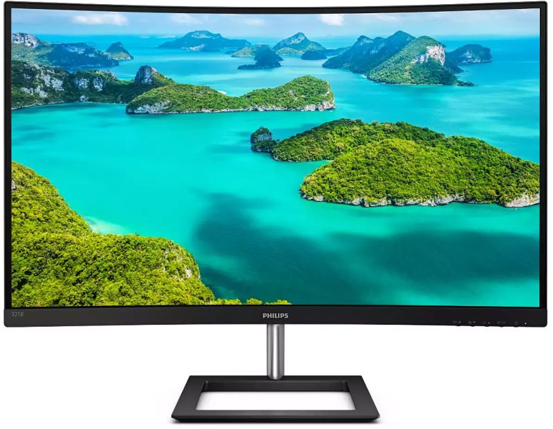 TFT 31.5" Philips 325E1C, VA, QHD, вигнутий, VGA, HDMI, DP, чорний з сріблястим (325E1C/00)