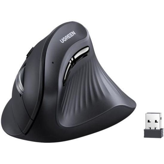 Мишка UGREEN 2.4GHz MU008, бездротова, вертикальна 4000dpi., 4кн., Чорна (25444)