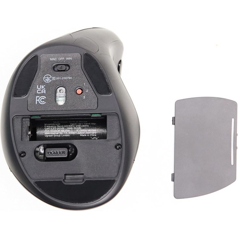 Мишка UGREEN 2.4GHz MU008, бездротова, вертикальна 4000dpi., 4кн., Чорна (25444)