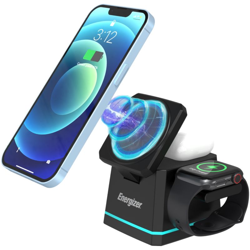 Зарядний пристрій Wireless 15W 3-in-1 Fast Charger black Energizer (WCP307)