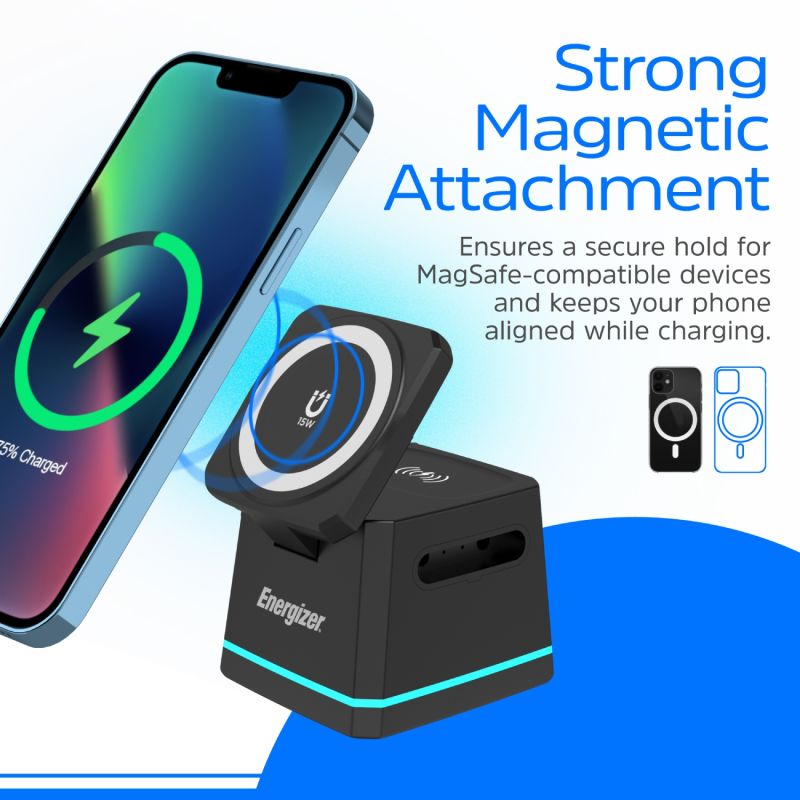 Зарядний пристрій Wireless 15W 3-in-1 Fast Charger black Energizer (WCP307)