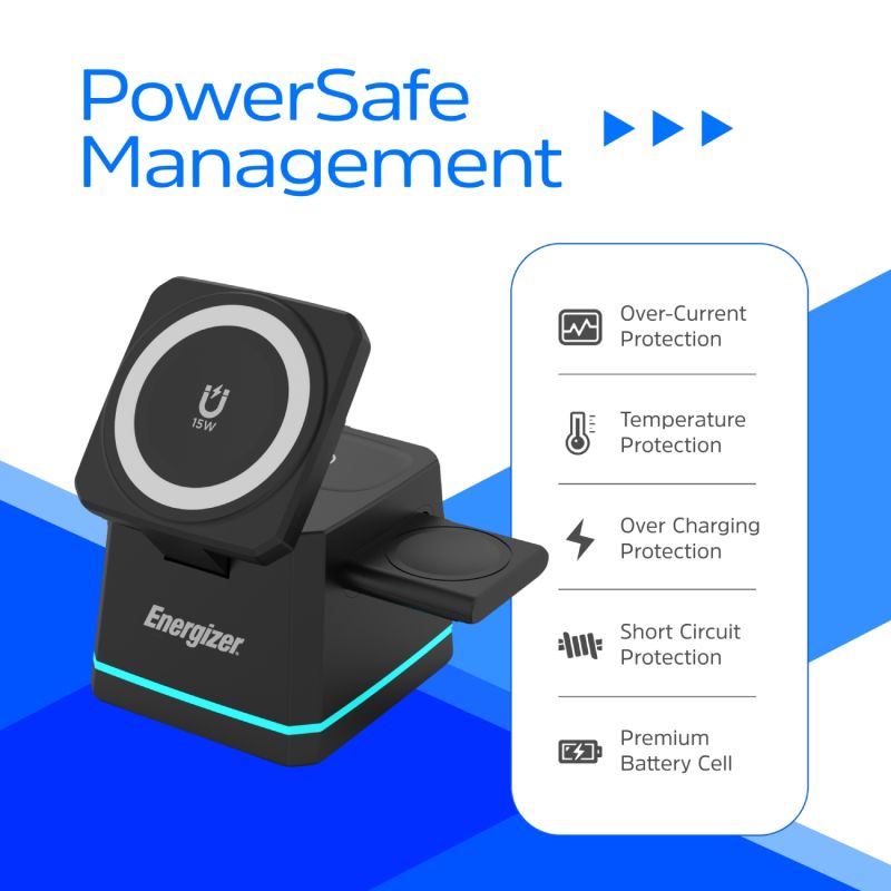 Зарядний пристрій Wireless 15W 3-in-1 Fast Charger black Energizer (WCP307)