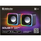 Акустична система 2.0 Defender Solar 7, 6Вт, RGB підсвітка, USB, чорна (65117)