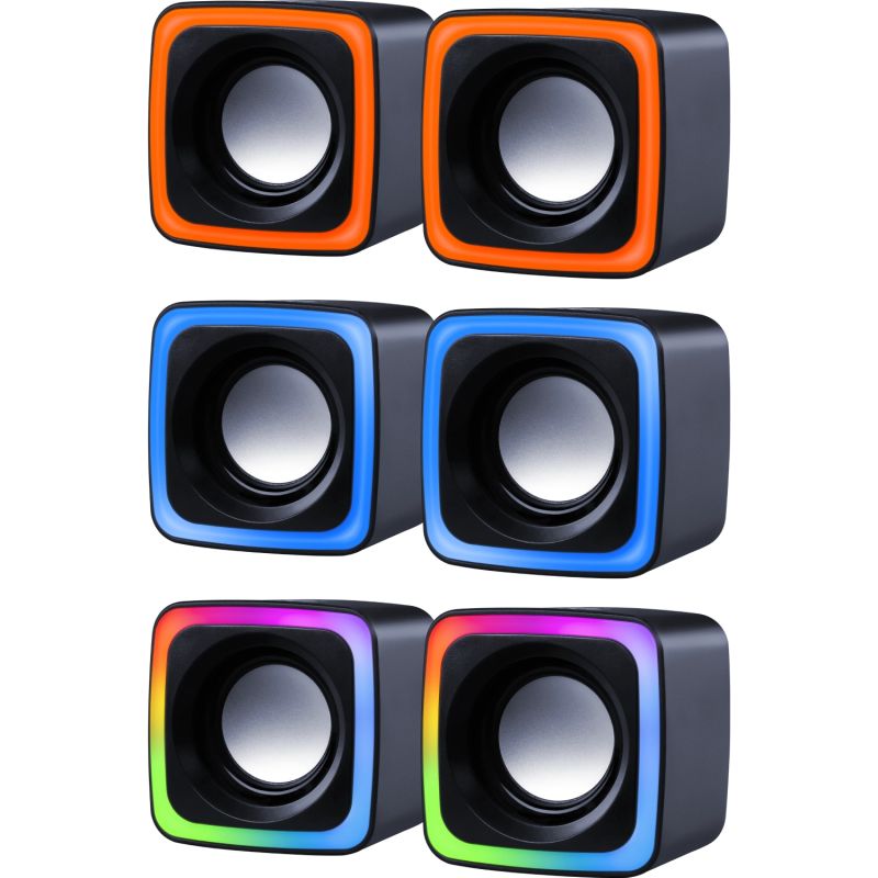 Акустична система 2.0 Defender Solar 7, 6Вт, RGB підсвітка, USB, чорна (65117)