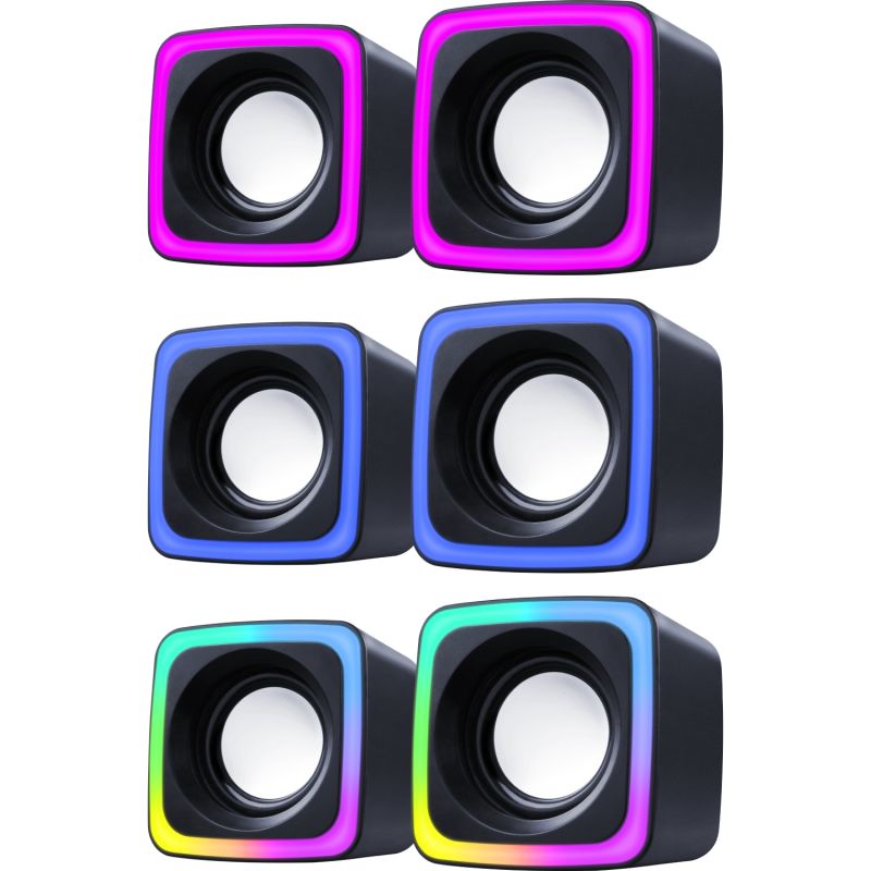 Акустична система 2.0 Defender Solar 7, 6Вт, RGB підсвітка, USB, чорна (65117)