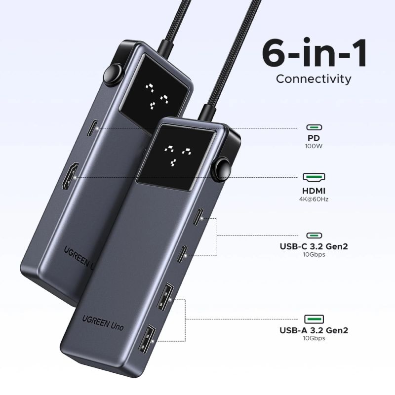 Док-станція USB3.2 Type-C --> HDMI 4K60Hz/2xUSB-А 3.2/2xUSB-C 3.2/PD 100W 6-in-1 CM888 Ugreen (35998)