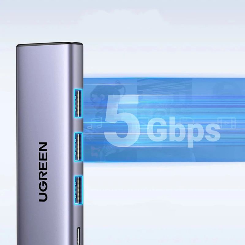 Док-станція USB3.1 Type-C --> HDMI 4K60Hz/3xUSB-А 3.0/Type-C/PD 100W 5-in-1 CM511 Ugreen (15597)