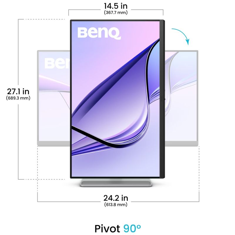 TFT 27" BenQ MA270U, IPS, 4K UHD, 2хHDMI, 2xUSB- C, HAS, Pivot, сріблясто-сірий (9H.LMWLB.QBE)