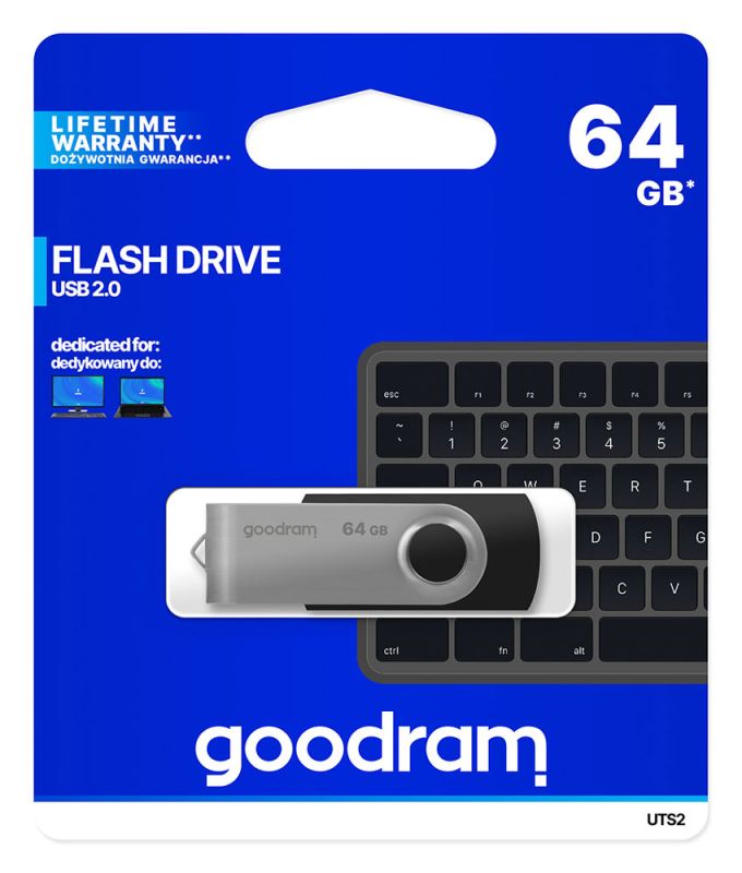 USB Flash GoodRAM 64GB USB 2.0 Twister Black, Retail (UTS2-0640K0R11)