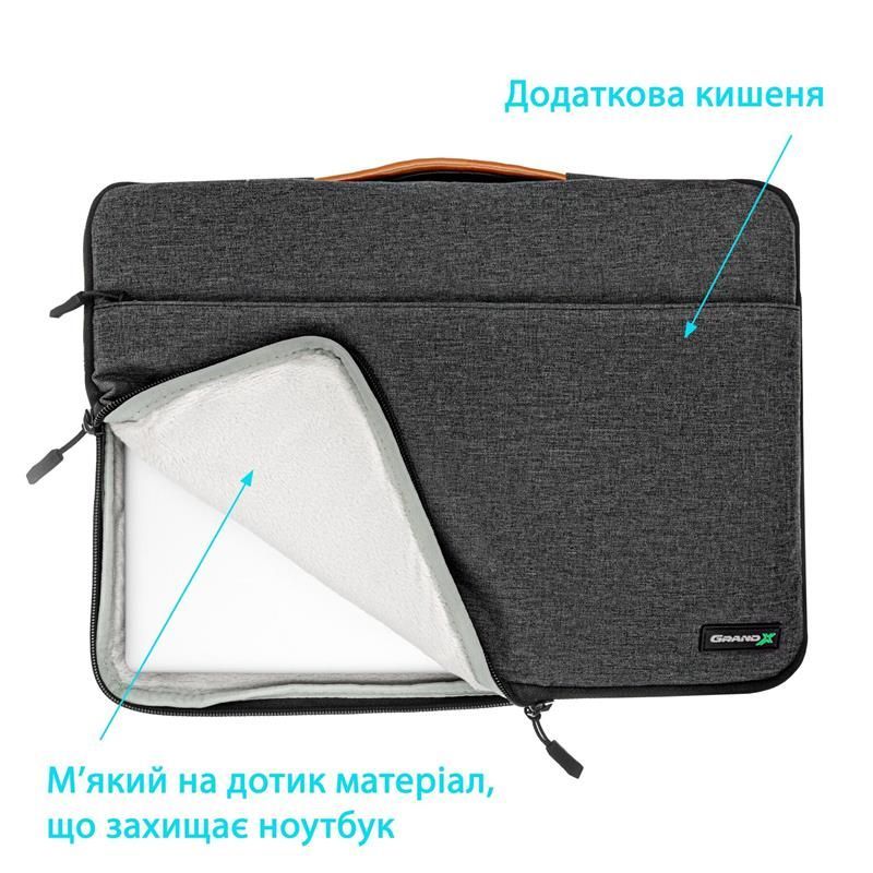 Чохол-сумка для ноутбука Grand-X 15" Dark Grey (SLX-15D)