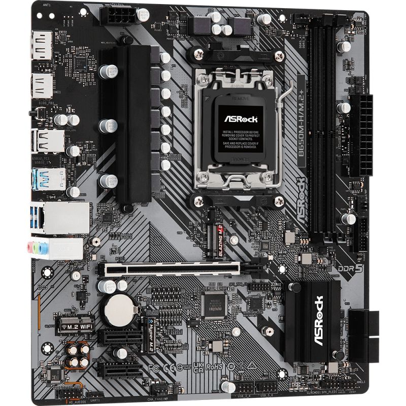 ASRock B650M-H/M.2+ (AM5/B650, 2*DDR5, PCIex16, DP/HDMI, 4xSATA, 2xM.2, GLan, 7.1ch, mATX) (B650M-H/M.2+)