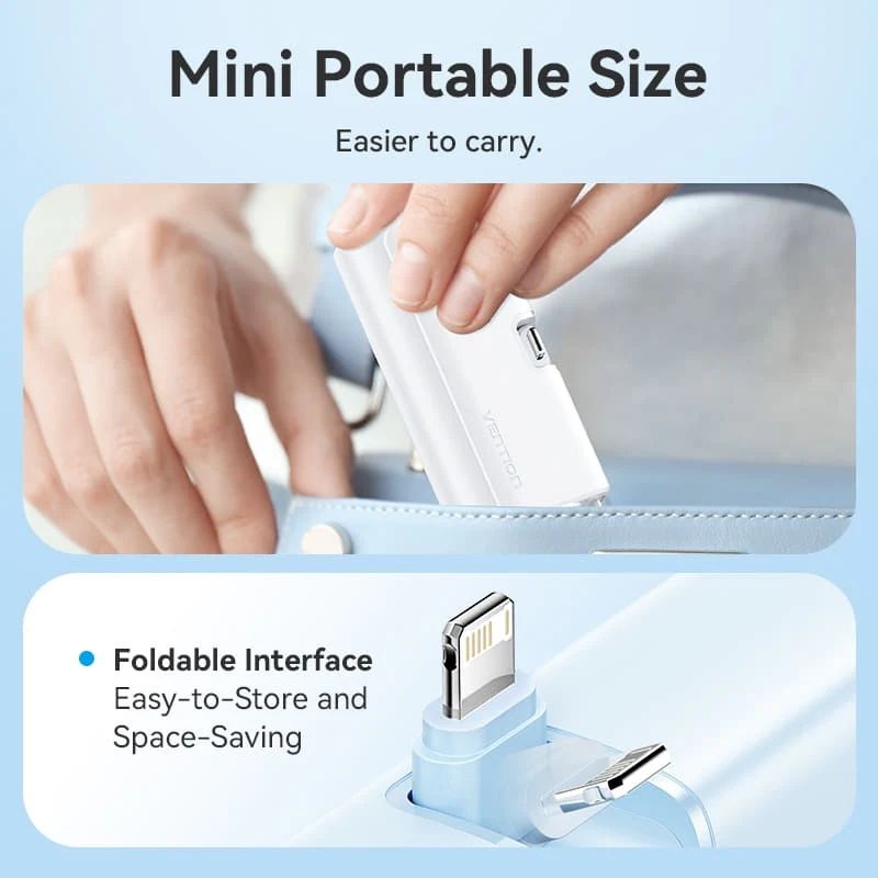 УМБ Vention 4800mAh 22,5W PD, USB-C In/Out, LED display, with built-in USB-C cable Black (FHRB0)