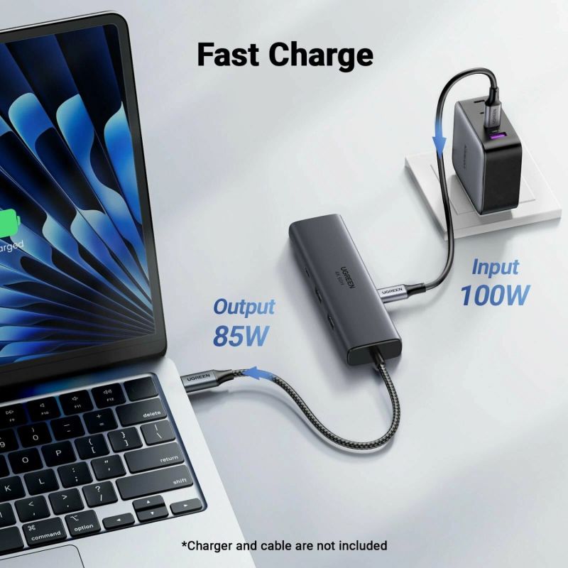 Док-станція USB3.2 Type-C --> HDMI 4K60Hz/2xUSB-A 3.2/USB-C 3.2/RJ45/ PD 100W CM512 Ugreen (45000)