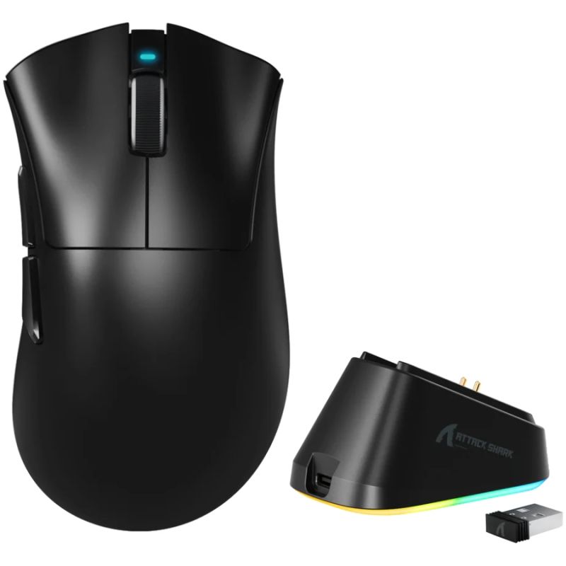 Мишка Attack Shark V3Pro Ultra-Light, Wireless/Bluetooth, 25000dpi. (PAW3311), 6кн., Black (V3PROB_AS)