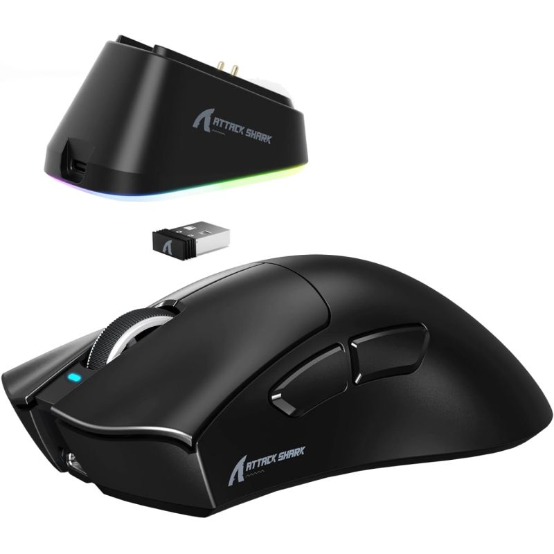 Мишка Attack Shark V3Pro Ultra-Light, Wireless/Bluetooth, 25000dpi. (PAW3311), 6кн., Black (V3PROB_AS)