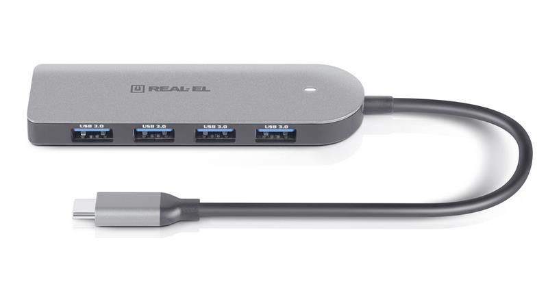 USB-хаб REAL-EL CQ-415 USB Type-C 4-в-1 (EL123110001)