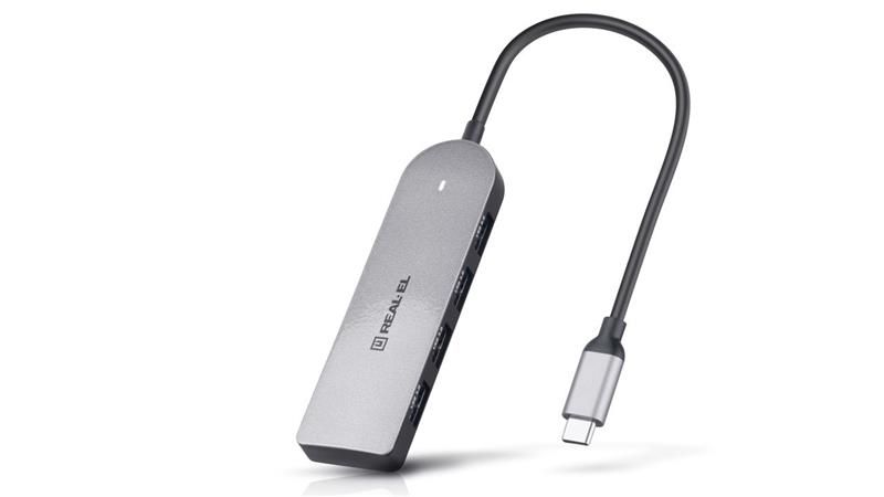 USB-хаб REAL-EL CQ-415 USB Type-C 4-в-1 (EL123110001)