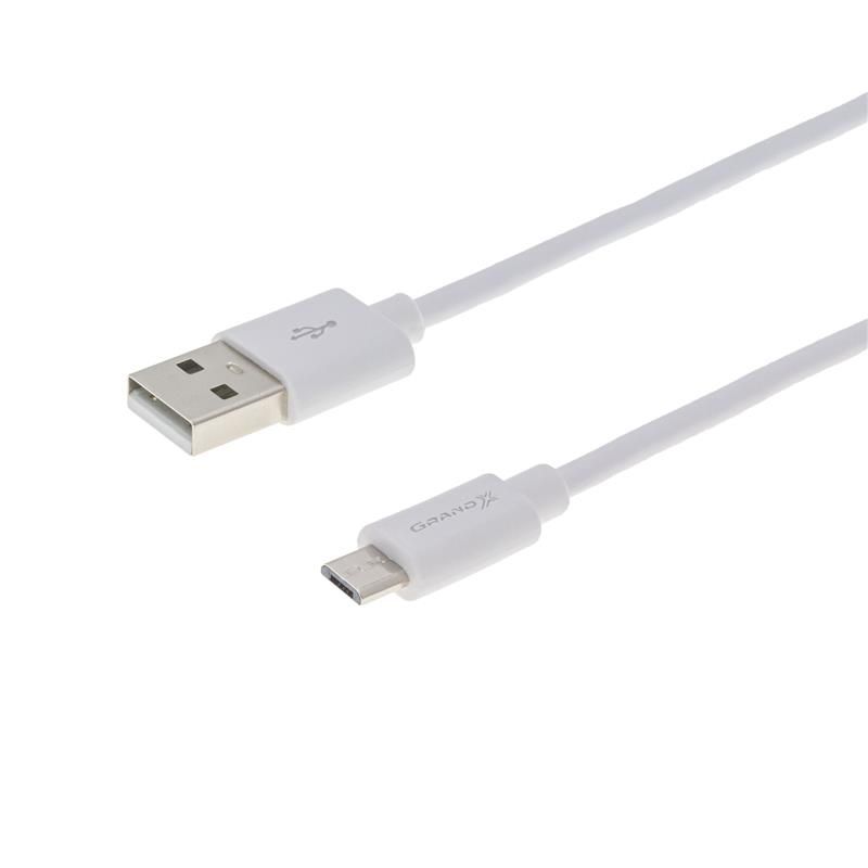 Кабель Grand-X USB - micro USB (M/M), Cu, 2.5 м, White  (PM025W)