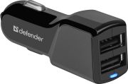 Автозарядка 2xUSB 18W (2xUSB-A) 3.4A UCA-34 чорна Defender (83834)