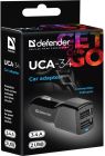 Автозарядка 2xUSB 18W (2xUSB-A) 3.4A UCA-34 чорна Defender (83834)