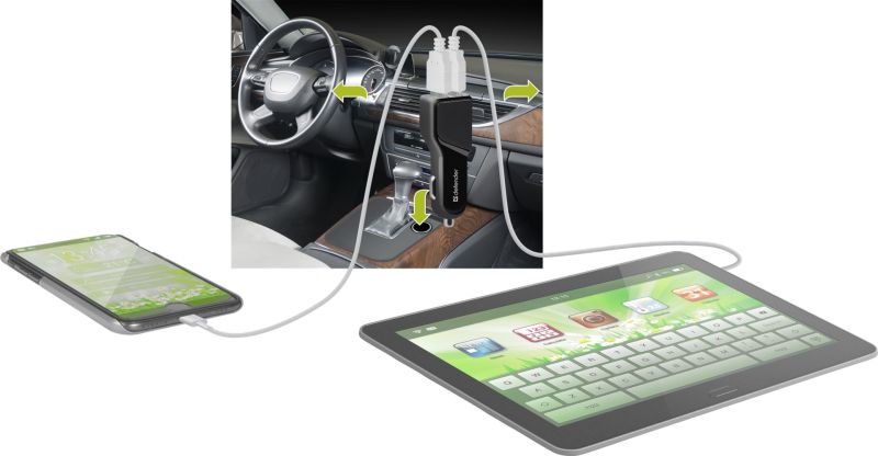 Автозарядка 2xUSB 18W (2xUSB-A) 3.4A UCA-34 чорна Defender (83834)