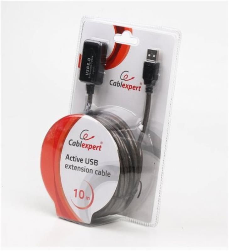 Кабель Cablexpert USB - USB V 2.0 (M/F), активный удлинитель, 10 м, черный  (UAE-01-10M)