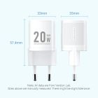 Зарядний пристрій 1xUSB-C 20W GaN + USB-C cable М-М  White Vention (TZ-FEPW0-EU-01)